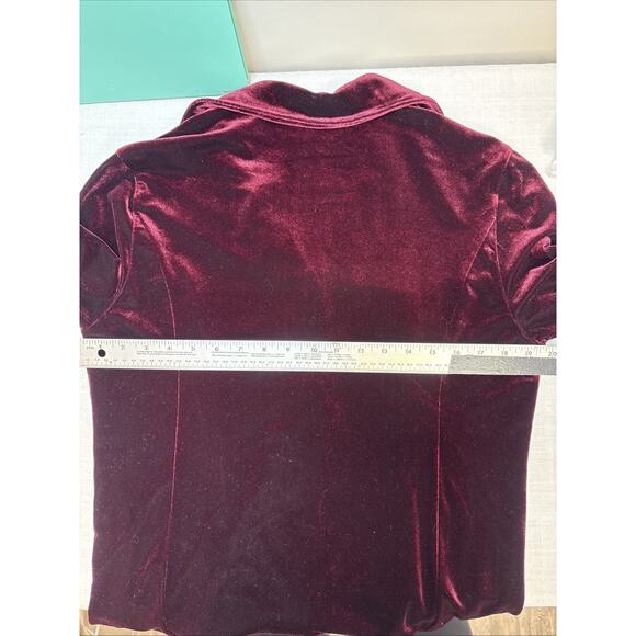 Harve’ Benard Velvet Deep Burgundy Stretch Button Up Long Sleeve Holiday Glam M - Picture 13 of 15